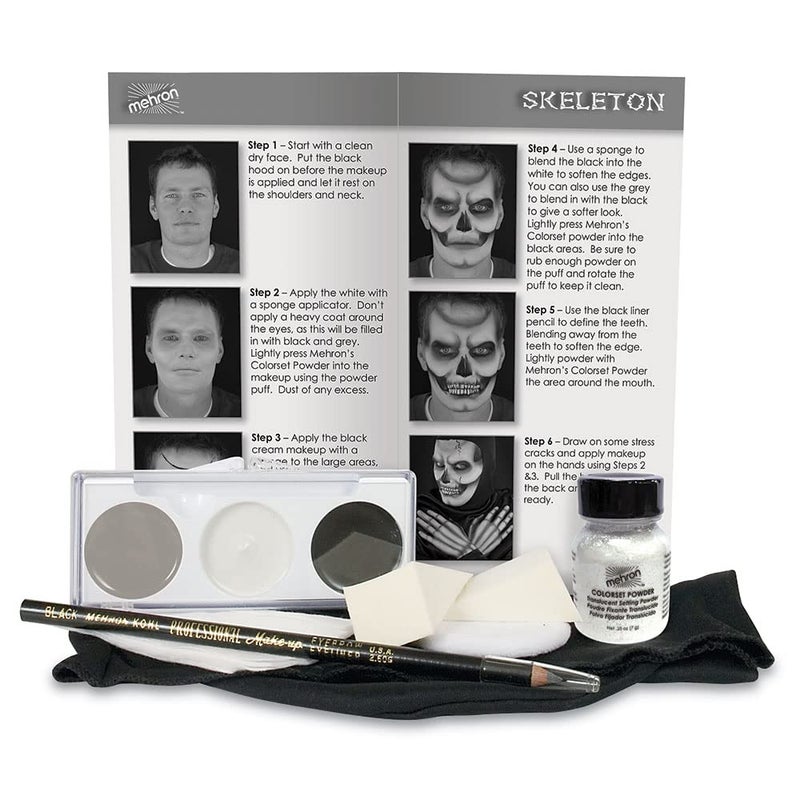 Mehron Makeup Premium Character Kits| Makeup Kits for Halloween & Cosplay| Made in the USA | Complete Kit | Includes all Tools & Instructions on How to Create the Look | (Skeleton) - Image 2