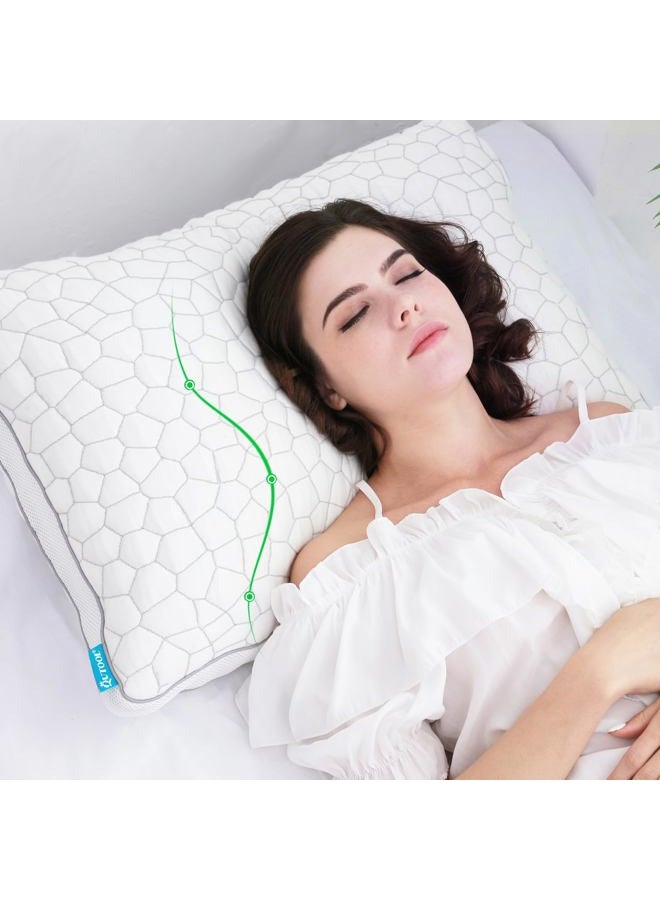 QUTOOL Shredded Memory Foam Pillows 1 Pack, Rayon Derived from Bamboo Pillow Queen Size Set of 1, Cooling Gel Pillows for Sleeping, Adjustable Pillow for Side Stomach and Back Sleepers with Washable Cover - Image 4