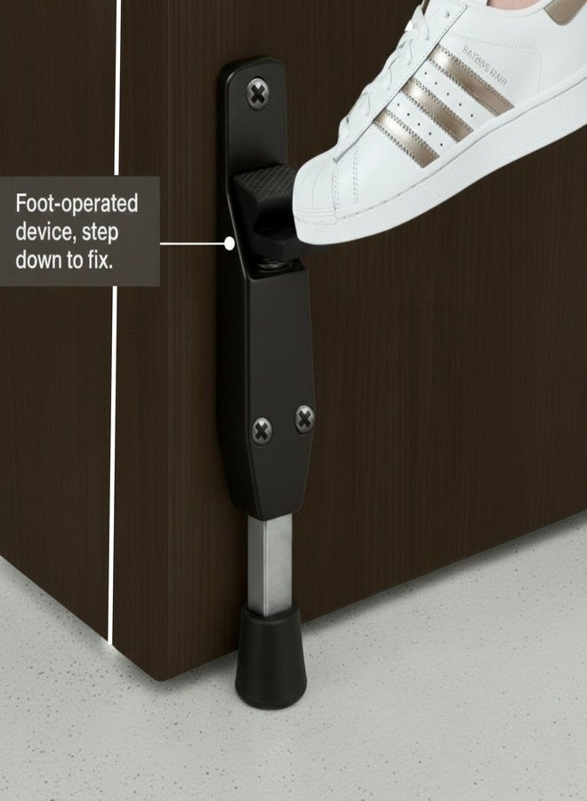 Onepro Kickdown Door Stopper Heavy-Duty Adjustable Stopper with Foot Pedal Anti-Slip Rubber Base for Secure Door Holding Spring Loaded Step On/Off (Matte Black Finish, Pack of 1) - Image 3