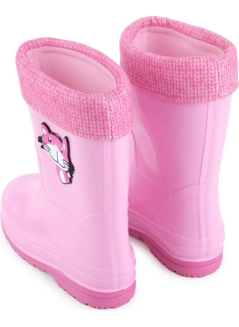 جيزر Girls Winter PVC Warm Lined Waterproof Rain Boots