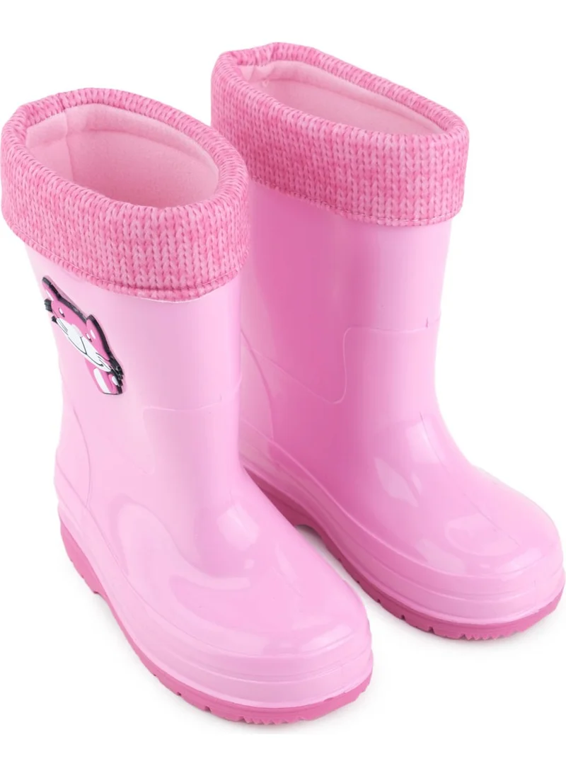 جيزر Girls Winter PVC Warm Lined Waterproof Rain Boots
