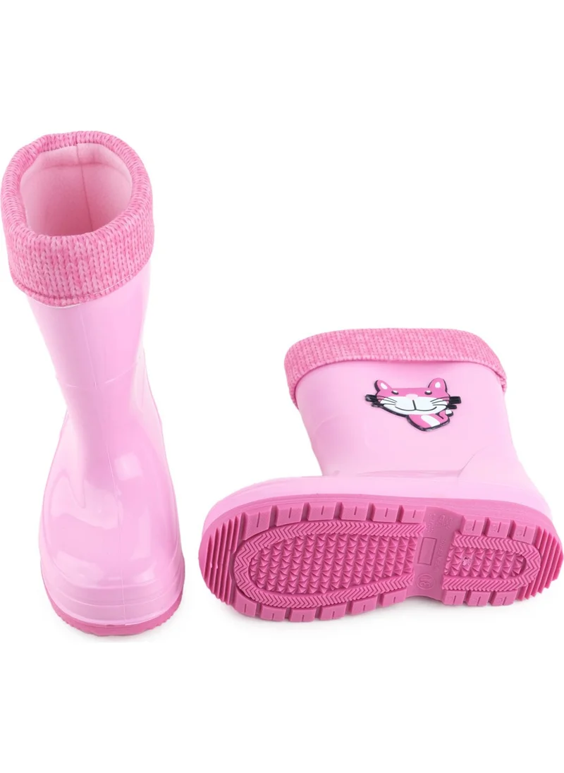 جيزر Girls Winter PVC Warm Lined Waterproof Rain Boots
