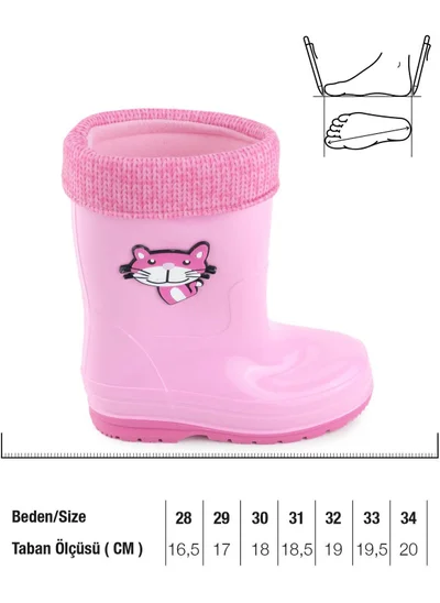 جيزر Girls Winter PVC Warm Lined Waterproof Rain Boots