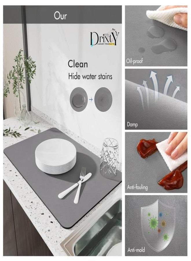 DRIXTY Heavy Dish Drying Mat for Kitchen Water Absorbent Mat & Drying Mat Pro for Utensils Nonslip Quick Drying Placemat Mat for Dish Utensils Drying Mat for Kitchen Accessories (40 X 45 CM) - Image 3
