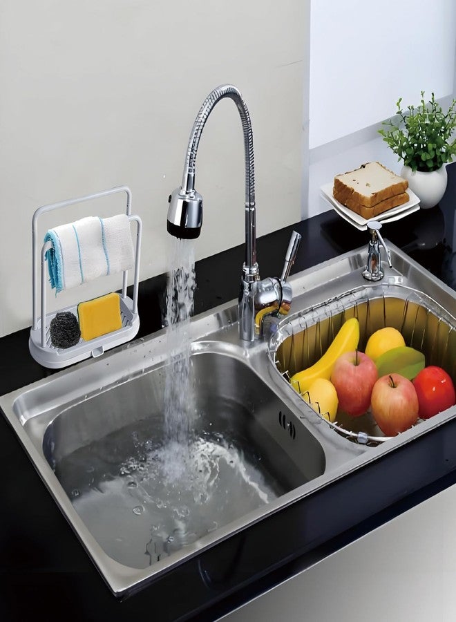 Anphly Kitchen Cloth Rack, Double-Layer Dish Washing and Cleaning Cloth Drain Rack, Sink, Countertop Sponge Steel Wire Ball Storage, Gray, 1 Pcs - Image 2