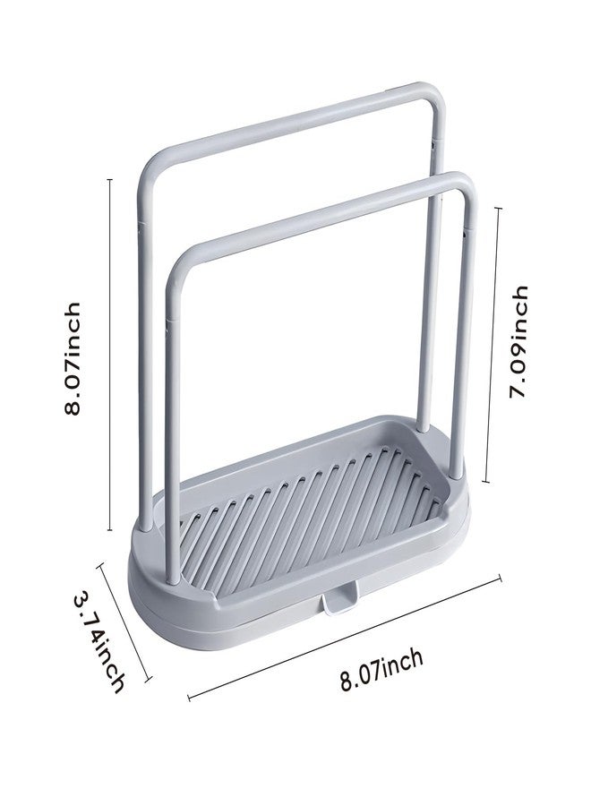 Anphly Kitchen Cloth Rack, Double-Layer Dish Washing and Cleaning Cloth Drain Rack, Sink, Countertop Sponge Steel Wire Ball Storage, Gray, 1 Pcs - Image 3