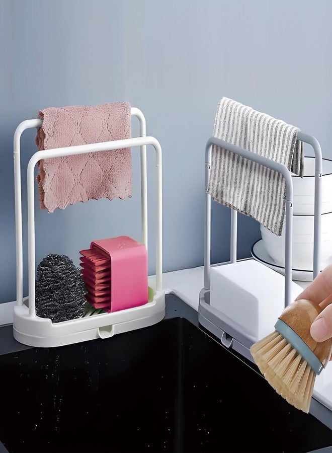 Anphly Kitchen Cloth Rack, Double-Layer Dish Washing and Cleaning Cloth Drain Rack, Sink, Countertop Sponge Steel Wire Ball Storage, Gray, 1 Pcs - Image 5