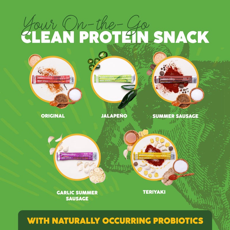 Paleovalley 100% Grass Fed Beef Sticks - Delicious Gluten Free Beef Snack - High Protein Keto Friendly, 40 Count Variety Pack - Image 5