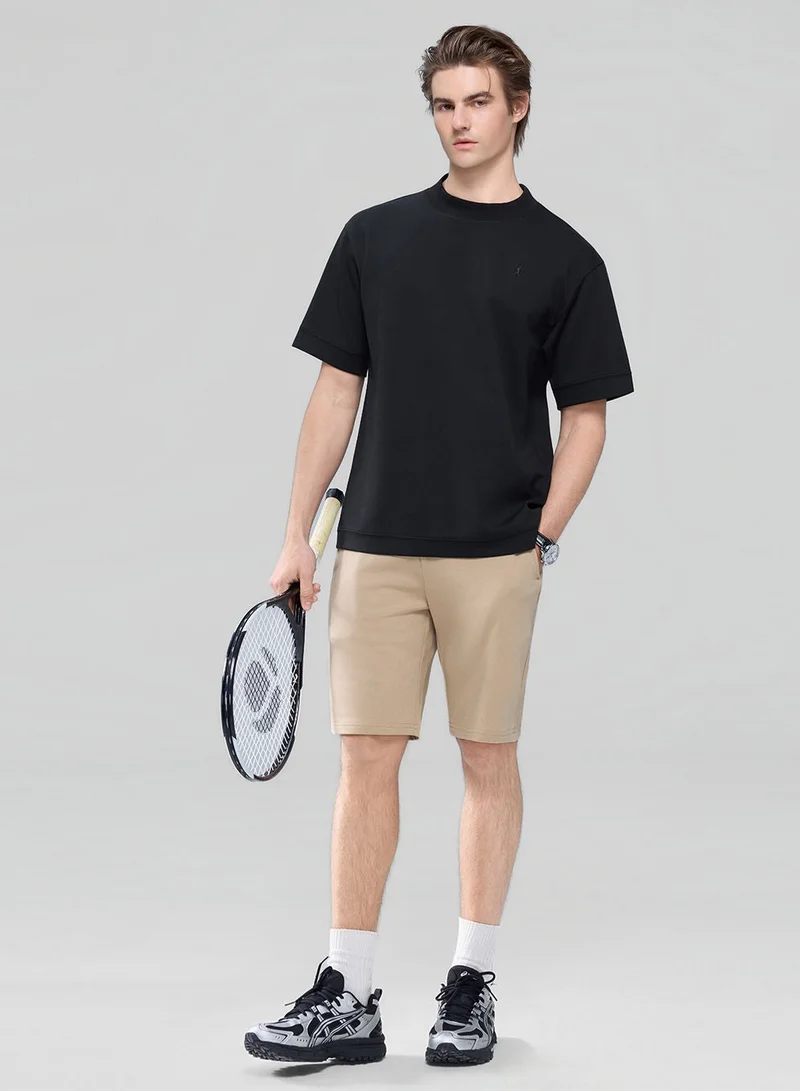 جيوردانو Men’s Relaxed Interlock Crew Neck Tee with Embroidery