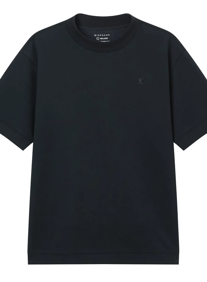 GIORDANO  Men’s Relaxed Interlock Crew Neck Tee with Embroidery for Men | Best Price UAE
