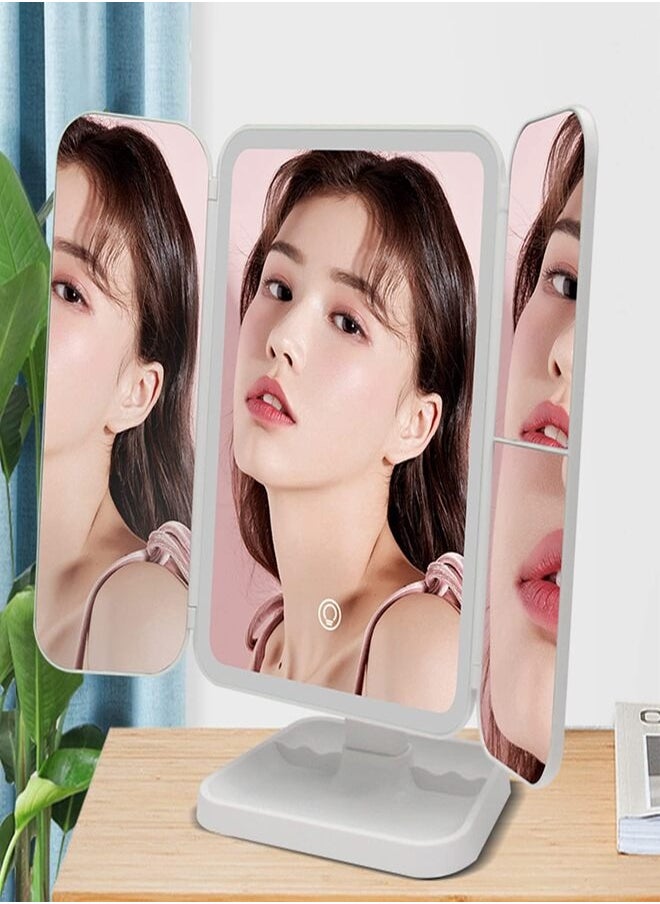 Lutors Desktop tri-fold makeup mirror with light LED light makeup mirror beauty fill-in makeup mirror  - Image 2