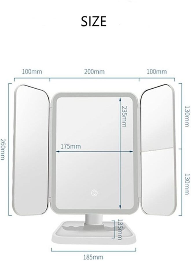 Lutors Desktop tri-fold makeup mirror with light LED light makeup mirror beauty fill-in makeup mirror  - Image 5