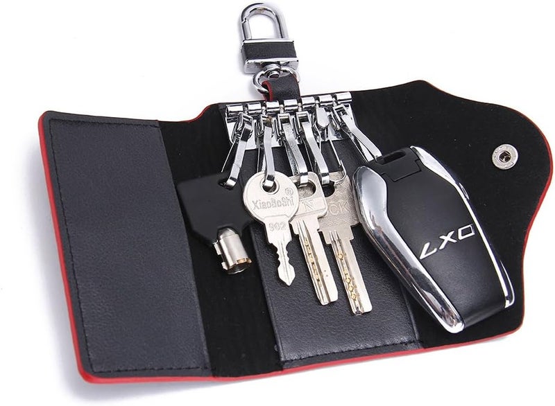 CONTACTS Contact Grnuine Leather Key Case,Mens Leather Cowhide Key Chain Bag,Keyring Card ID Holder Wallet Purse - Image 3