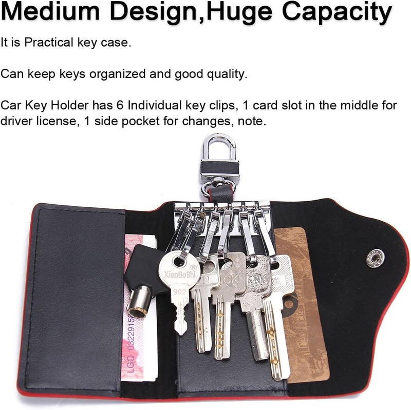 CONTACTS Contact Grnuine Leather Key Case,Mens Leather Cowhide Key Chain Bag,Keyring Card ID Holder Wallet Purse - Image 4