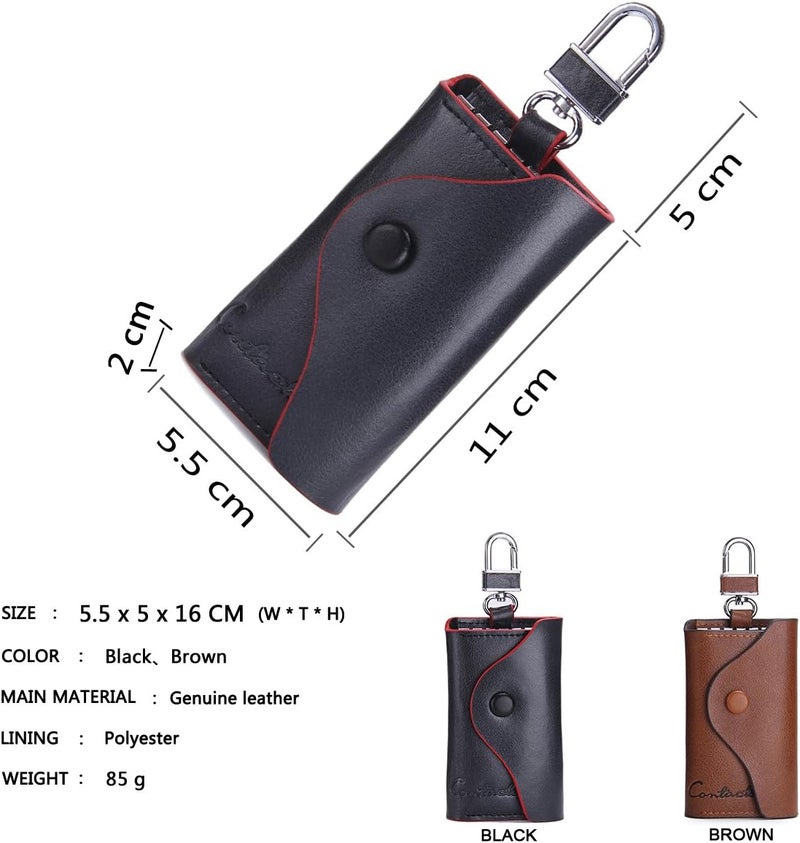 CONTACTS Contact Grnuine Leather Key Case,Mens Leather Cowhide Key Chain Bag,Keyring Card ID Holder Wallet Purse - Image 2
