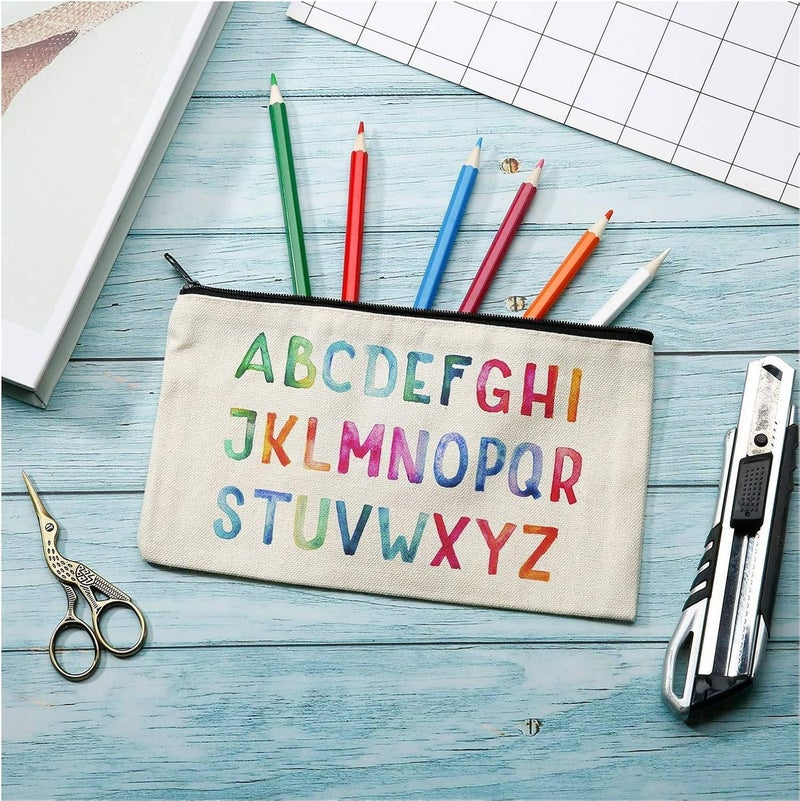 Lify DIY Craft Blank Bag Canvas Makeup Pencil Pouch with Zipper- Multipurpose Pen Pencil Case Cotton Canvas Cosmetic Bag Travel Cosmetic Bag, Stylish and Durable Pouch with Zipper -6 Piece Pack - Image 3