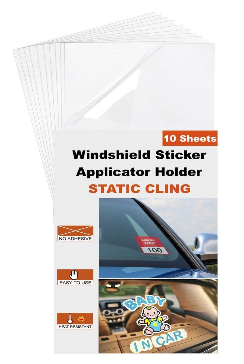 JINCH Windshield Sticker Applicator Holder Static Cling, 10 Pack 4 x 6 Inches Heat-Resistant Clear PET Electrostatic Film for Vehicle Stickers Application, Removal, Re-Application Car Window Decals - Image 1