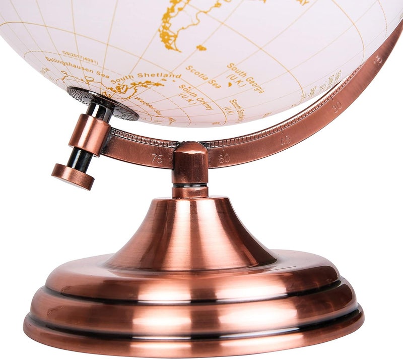 Exerz 8" Globe Golden and White - Wedding Guest Book - Bronze Metal Arc and Base, Coated in Golden Colour in White Globe (English) - Image 4