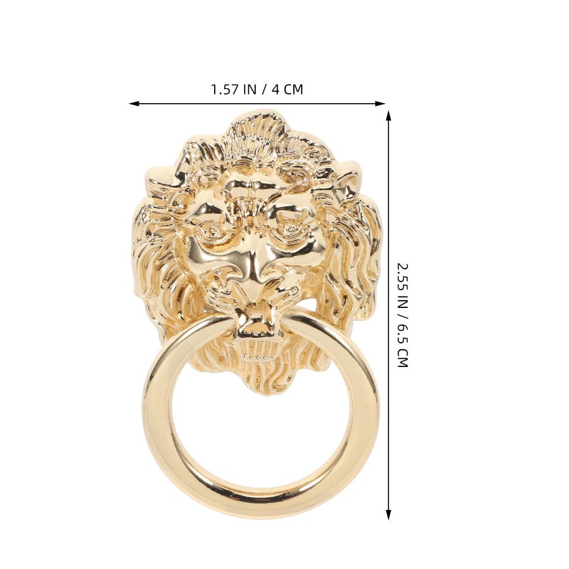 Vintage Lion Head Zinc Alloy Cabinet Knob Gold Tone Drawer Handle for Wardrobe Dresser - Image 3