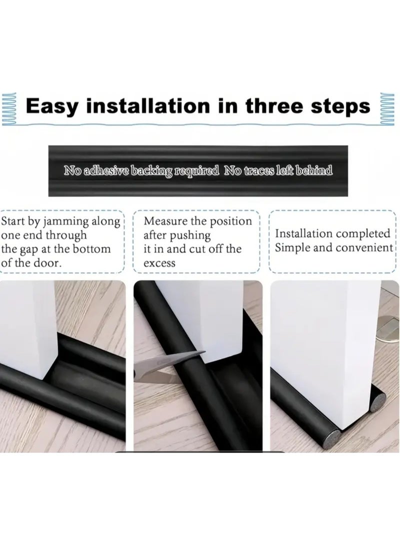 PU Leather Door Draft Stopper, Windproof Bottom Seal Strip - Image 2
