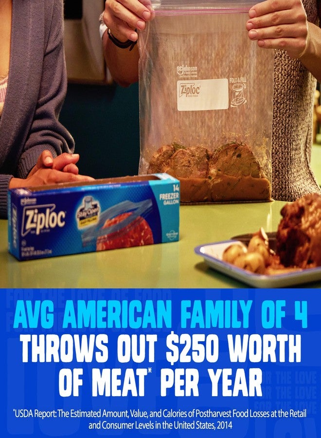 Ziploc Gallon Food Storage Freezer Bags, Stay Open Design, Easy to Fill, 66 count - Image 4