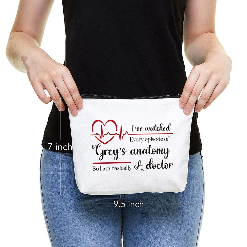 Fokongna هدايا الأطباء من فوكوجنا، حقيبة مكياج مضحكة للأطباء، حقيبة مكياج مستوحاة من غراي أناتومي للنساء والرجال - لقد شاهدت كل حلقة من غراي أناتومي لذا فأنا أساسًا طبيب - Image 2