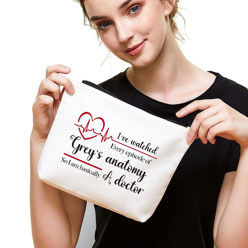 Fokongna هدايا الأطباء من فوكوجنا، حقيبة مكياج مضحكة للأطباء، حقيبة مكياج مستوحاة من غراي أناتومي للنساء والرجال - لقد شاهدت كل حلقة من غراي أناتومي لذا فأنا أساسًا طبيب - Image 3
