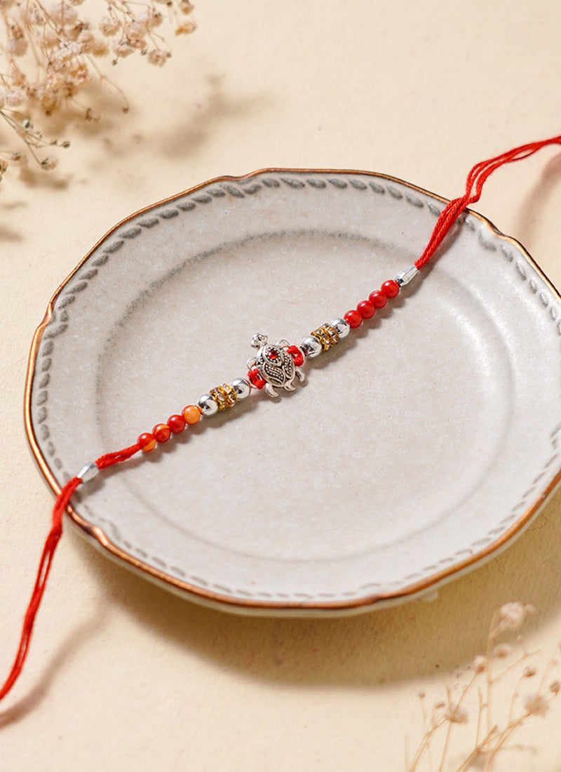 Madhoor Tortoise Rakhi for Brother Red Designer Raksha Bandhan Thread ,Premium Handmade ,1 Piece-37 CM - Image 2