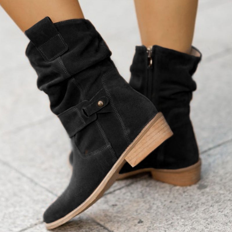 2023 Low Heel 40-43 Low Heel Suede Low Tube Women'S Boots - Image 1