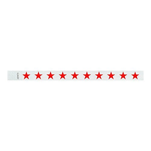 Wristco 500 WristCo Red Stars Tyvek Wristbands for Events - Comfortable Tear Resistant Paper Bracelets ID Wrist Bands for Concerts Festivals Admission Party Identification Tours - Image 3