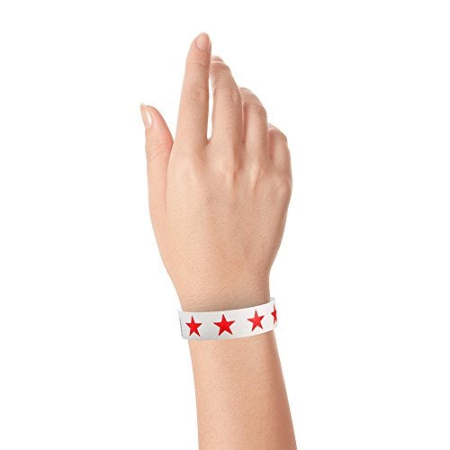 Wristco 500 WristCo Red Stars Tyvek Wristbands for Events - Comfortable Tear Resistant Paper Bracelets ID Wrist Bands for Concerts Festivals Admission Party Identification Tours - Image 4
