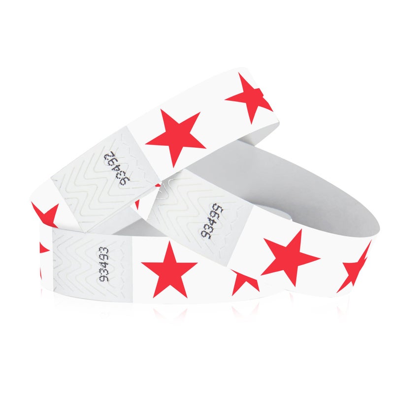 Wristco 500 WristCo Red Stars Tyvek Wristbands for Events - Comfortable Tear Resistant Paper Bracelets ID Wrist Bands for Concerts Festivals Admission Party Identification Tours - Image 5