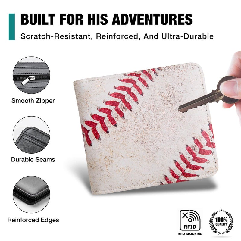 Amutta Kids Wallet for Boys, Baseball Teen Boys Wallet for Kids Ages 4-5-6-7-8-9-10-11-12-13-14-15-16, Leather Wallet for Teen Boy, Baseball Wallets - Teenage Teenager Gifts for Boy Christmas Birthday - Image 5
