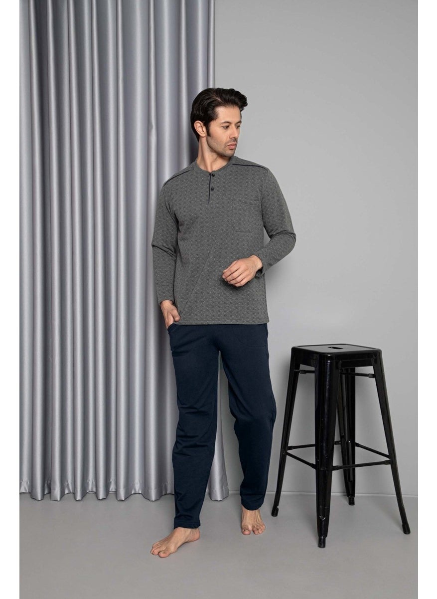 Men's 3 Button Chest Pocket Cotton 2 Yarn Winter Pocket Long Sleeve Pajama Set - pzsku/Z078EF8EF15C4B5C5A23EZ/45/_/1741272536/b52c0add-1e75-4b26-ae0c-0725b94a8747