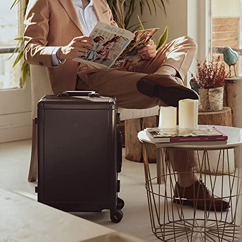 Level8 حقائب LEVEL8 جبل طارق الألمنيوم بدون سحاب 20 بوصة، حقائب صلبة محمولة بعجلات وقفل TSA، 8 عجلات دوارة، رمادي داكن - Image 2