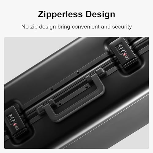 Level8 حقائب LEVEL8 جبل طارق الألمنيوم بدون سحاب 20 بوصة، حقائب صلبة محمولة بعجلات وقفل TSA، 8 عجلات دوارة، رمادي داكن - Image 4