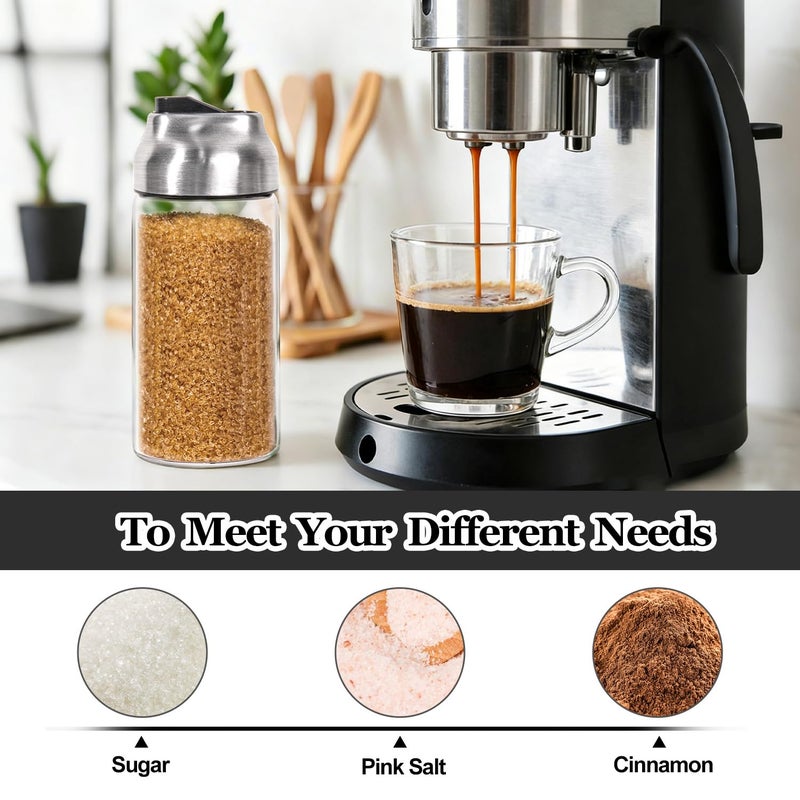 Neodaco Large Sugar Dispenser Shaker Sets, 14 OZ Glass Sugar Container with Pour Spout for Coffee, Tea, Milk, 2 Pack - Image 5