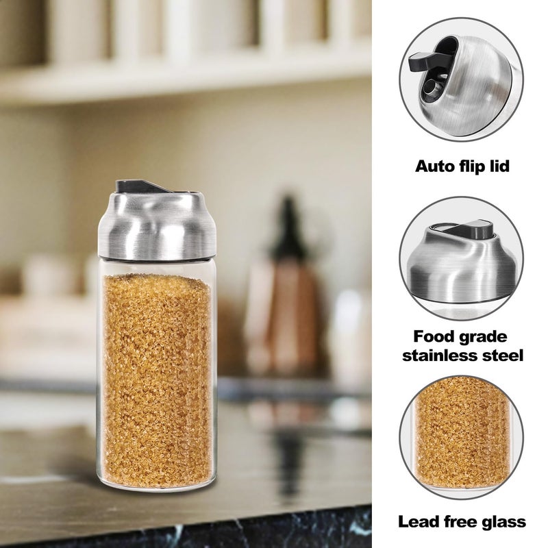 Neodaco Large Sugar Dispenser Shaker Sets, 14 OZ Glass Sugar Container with Pour Spout for Coffee, Tea, Milk, 2 Pack - Image 3