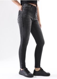 HIGH STAR Women Jeans in Black featuring Skinny fit fit with a washed pattern, regular length, secured with button closure, crafted from 70% cotton+28% polyester+2% spandex – crafted for those who appreciate style and comfort.  - Image 3