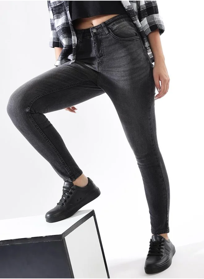 هاي ستار Women Comfort Skinny Fit High-Rise Heavy Fade Stretchable Jeans