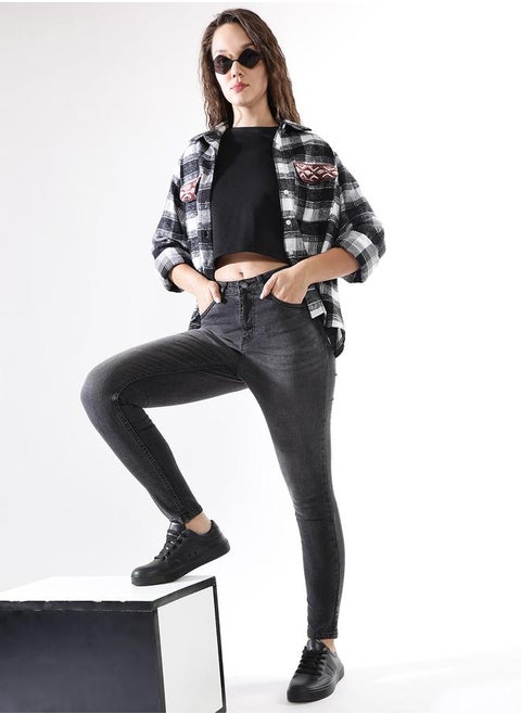 Women Comfort Skinny Fit High-Rise Heavy Fade Stretchable Jeans