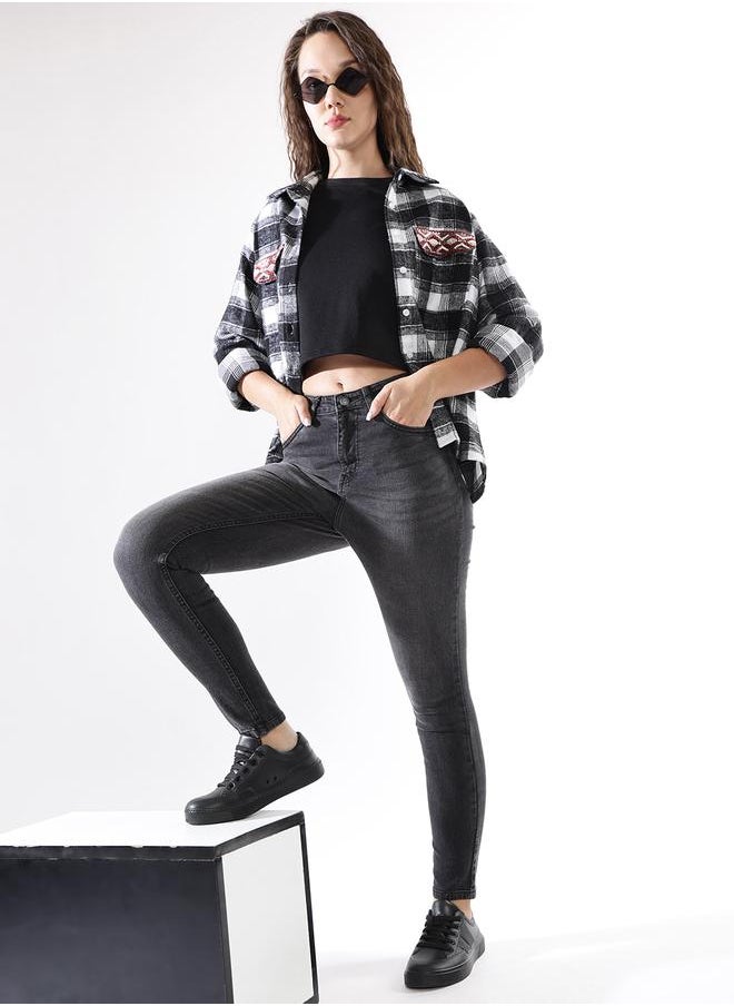 HIGH STAR - Women Comfort Skinny Fit High-Rise Heavy Fade Stretchable Jeans - Image 1