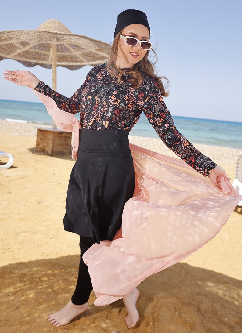 DAMAS COLLECTION 5-Piece Modest Burkini Set for Women – Full Coverage Water-Repellent Swimwear – Includes Skirt, Swim Cap, Hip Wrap and Tote Bag – Sun Protection Swimwear  - Image 2