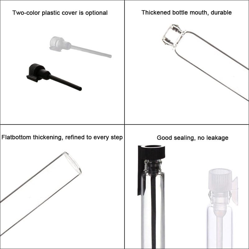 20Pcs Empty Perfume Sample Bottles 3ml Essential Oil Test Tube Bottle Mini Glass Refillable Sample Vial Containers for Aromatherapy, Fragrance and Liquid (Black+White) - Image 5