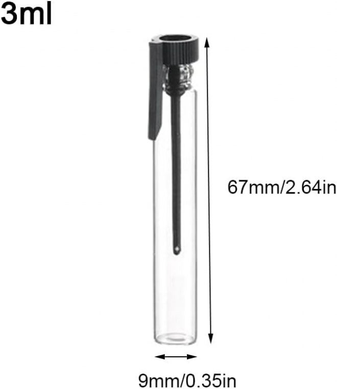 20Pcs Empty Perfume Sample Bottles 3ml Essential Oil Test Tube Bottle Mini Glass Refillable Sample Vial Containers for Aromatherapy, Fragrance and Liquid (Black+White) - Image 2