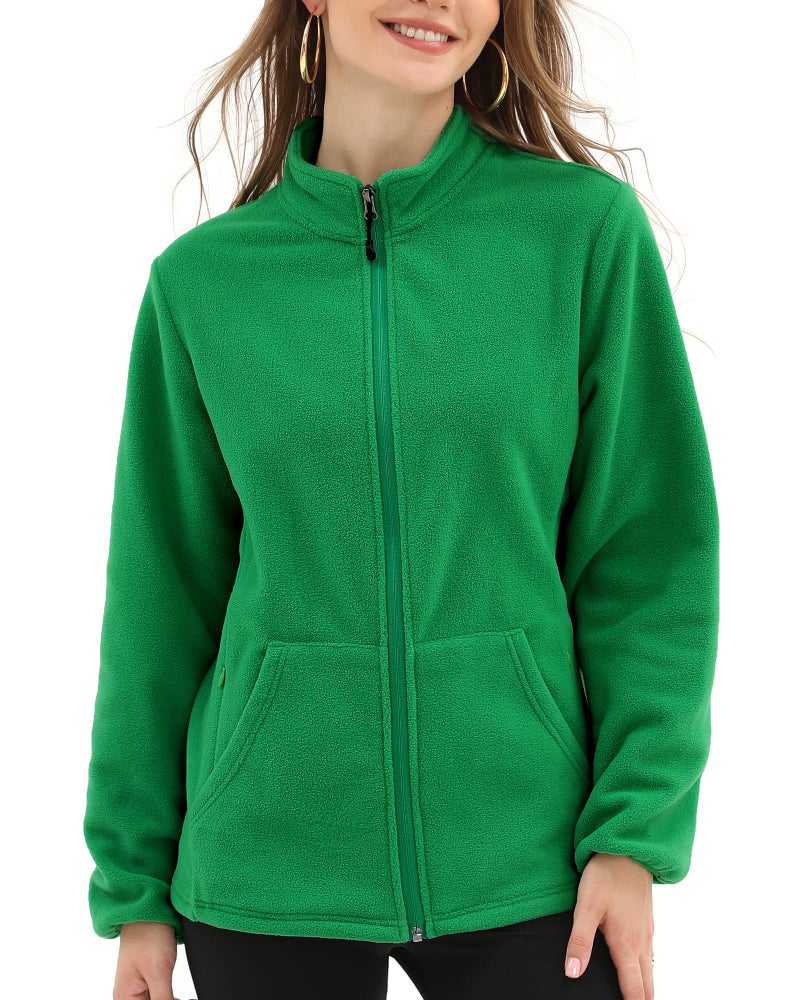 Argstar Fleece Jacket for Women, Lightweight Full Zip Classic Soft Casual Recreation Coat with Zipper Pockets Hunter Green L - Image 4