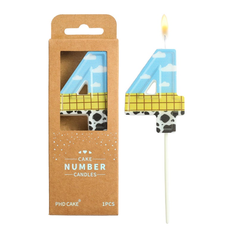 PHD CAKE 2.76 Inch Number 4 Toy Inspired Birthday Candles, Cartoon Story Number Candles, Cake Number Candles, Party Celebration, Style Candle - Image 1