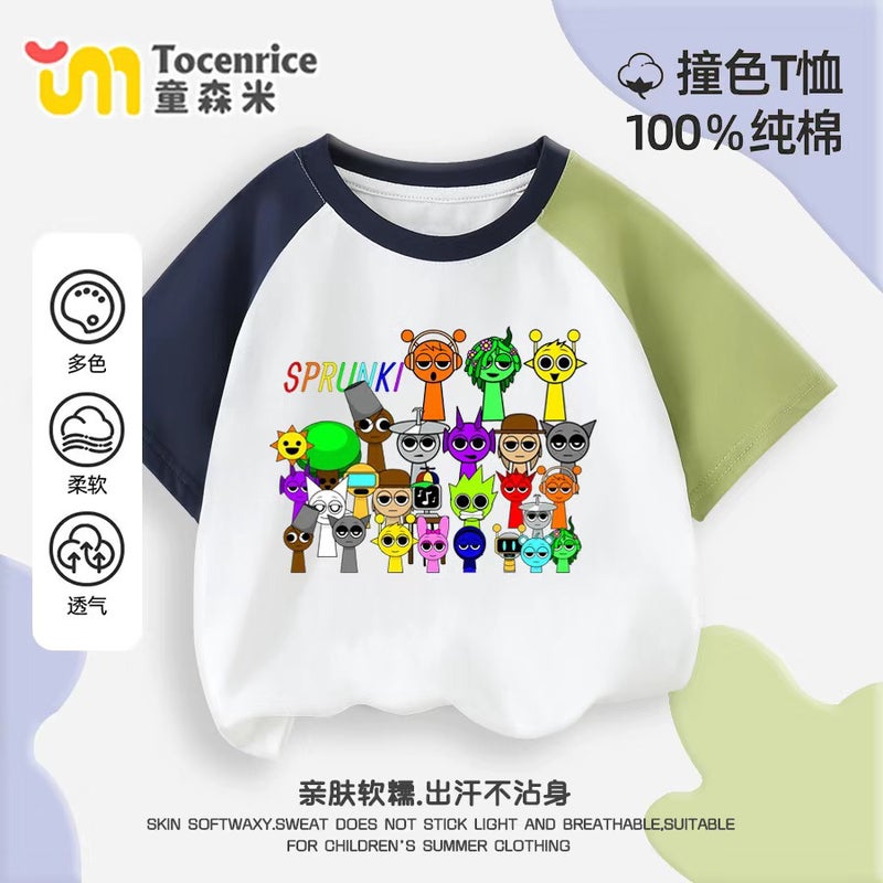 Rhythm Box T-Shirt Children'S Short Sleeve Clothes Sprunki Music Box Top Cotton Summer Half Sleeve For Boys And Girls - Image 1