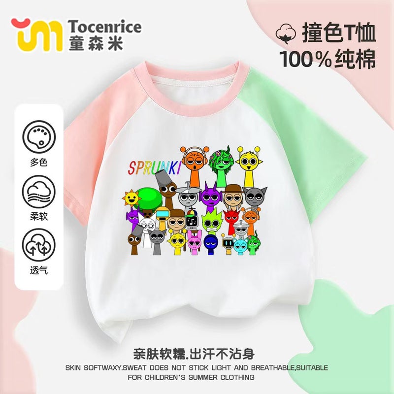 Rhythm Box T-Shirt Children'S Short Sleeve Clothes Sprunki Music Box Top Cotton Summer Half Sleeve For Boys And Girls - Image 5