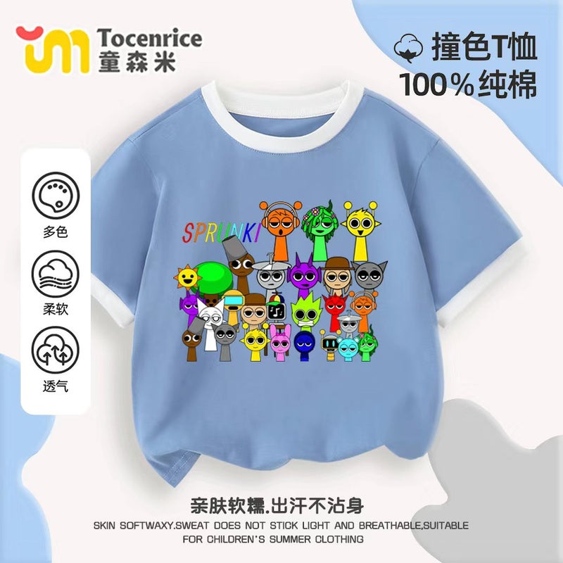 Rhythm Box T-Shirt Children'S Short Sleeve Clothes Sprunki Music Box Top Cotton Summer Half Sleeve For Boys And Girls - Image 4